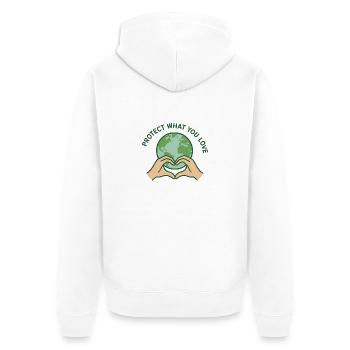 Heart for Earth - Unisex Premium Bio Zip Hoodie - Weiß - Hinten - Thijin (182cm)