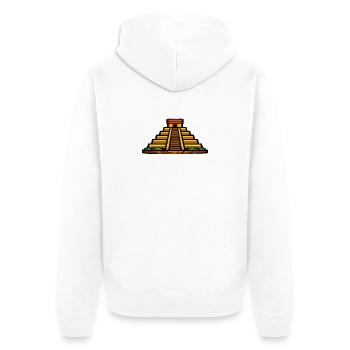 Maya-Pyramide Abendlicht - Unisex Premium Bio Zip Hoodie - Weiß - Hinten - Thijin (182cm)