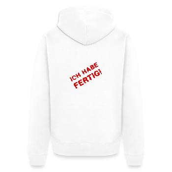 ICH HABE FERTIG rot - Unisex Premium Bio Zip Hoodie - Weiß - Hinten - Thijin (182cm)