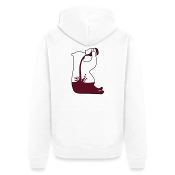 Gewichtheber Bär Schoki - Chocoholic - Unisex Premium Bio Zip Hoodie - Weiß - Hinten - Thijin (182cm)
