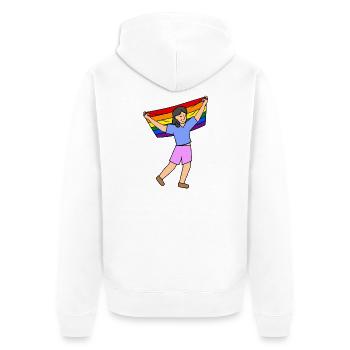Lgbt Regenbogenfahne Parade Rechte Homosexueller - Unisex Premium Bio Zip Hoodie - Weiß - Hinten - Thijin (182cm)