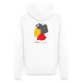 Deutschland Landkarte mit Farbblock - Unisex Premium Bio Zip Hoodie - Weiß - Hinten - Thijin (182cm)
