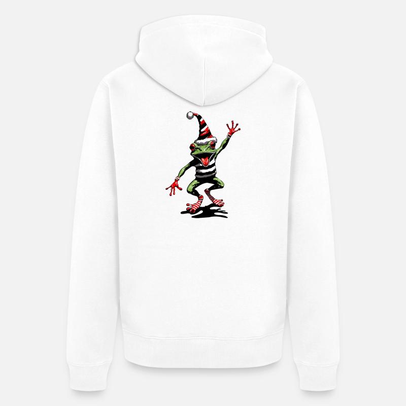 Grenouille dansante avec chapeau de Noël - Veste à capuche bio Premium Unisexe - blanc