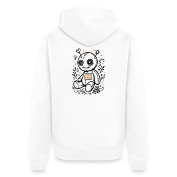 Voodoo Puppe - Love Hurts, Halloween 2025 - Unisex Premium Bio Zip Hoodie - Weiß - Hinten - Thijin (182cm)