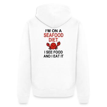 Drôle de crabe Dictons Fruits de mer Nutrition drôle - Veste à capuche bio Premium Unisexe - blanc - Dos - Thijin (182cm)