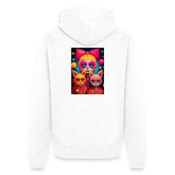 Cosmic faces sketched in vivid colors - Unisex Premium Organic Zip Hoodie - white - Back - Thijin (182cm)