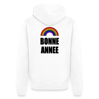ALLES GUTE ZUM NEUEN JAHR. SILVESTER. NEUJAHR - Unisex Premium Bio Zip Hoodie - Weiß - Hinten - Thijin (182cm)