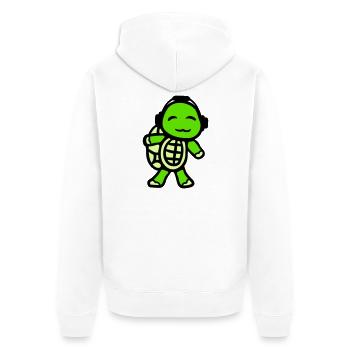 Turtle Headphones Music Listening Club Party Fun - Unisex Premium Organic Zip Hoodie - white - Back - Thijin (182cm)