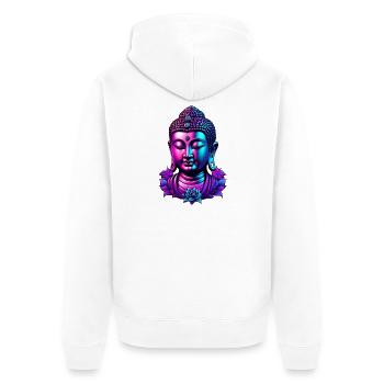 Neon Buddha Blossom Aura - Unisex Premium Organic Zip Hoodie - white - Back - Thijin (182cm)