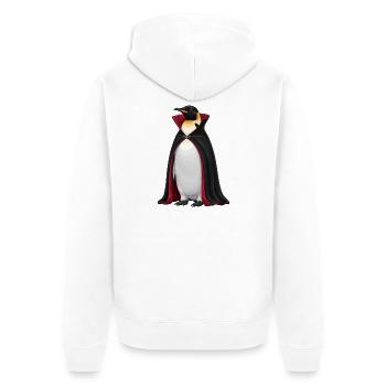 Funny Halloween Penguin Vampire Cartoon Fun - Unisex Premium Organic Zip Hoodie - white - Back - Thijin (182cm)