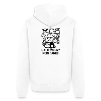 Anti Halloween Nein Danke - Unisex Premium Bio Zip Hoodie - Weiß - Hinten - Thijin (182cm)