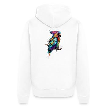 Bunter Papagei Farbfeuer - Unisex Premium Bio Zip Hoodie - Weiß - Hinten - Thijin (182cm)