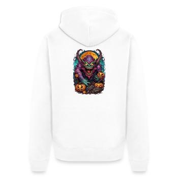 Dämon Halloween  - Unisex Premium Bio Zip Hoodie - Weiß - Hinten - Thijin (182cm)