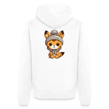 Fuchs Winter Comic - Unisex Premium Bio Zip Hoodie - Weiß - Hinten - Thijin (182cm)
