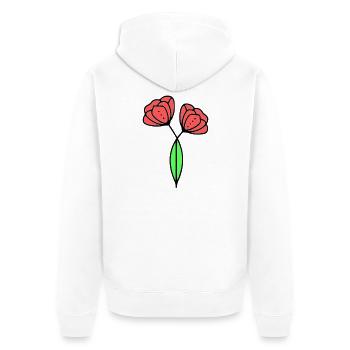 Poppy Poppies Minimalist Line Art 6 - Unisex Premium Organic Zip Hoodie - white - Back - Thijin (182cm)