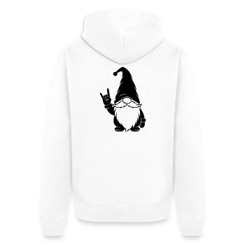 Cooler Wichtel mit Victory Zeichen - Unisex Premium Bio Zip Hoodie - Weiß - Hinten - Thijin (182cm)