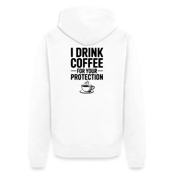 Je bois du café pour votre protection - Veste à capuche bio Premium Unisexe - blanc - Dos - Thijin (182cm)