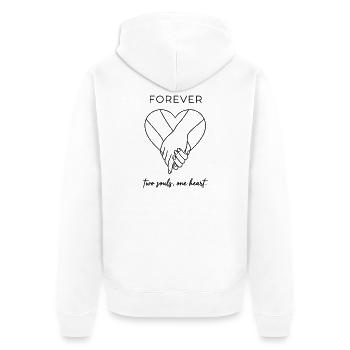 Two Souls One Heart – Forever Valentine Minimalist - Unisex Premium Bio Zip Hoodie - Weiß - Hinten - Thijin (182cm)