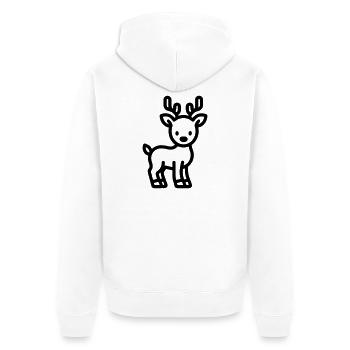 Hirsch - Unisex Premium Bio Zip Hoodie - Weiß - Hinten - Thijin (182cm)