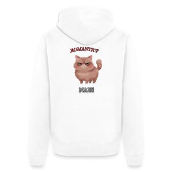 Die Null-Bock-Katze - Unisex Premium Bio Zip Hoodie - Weiß - Hinten - Thijin (182cm)
