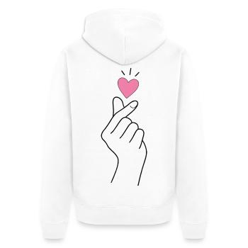 Cœur de doigt K-Pop - Veste à capuche bio Premium Unisexe - blanc - Dos - Thijin (182cm)