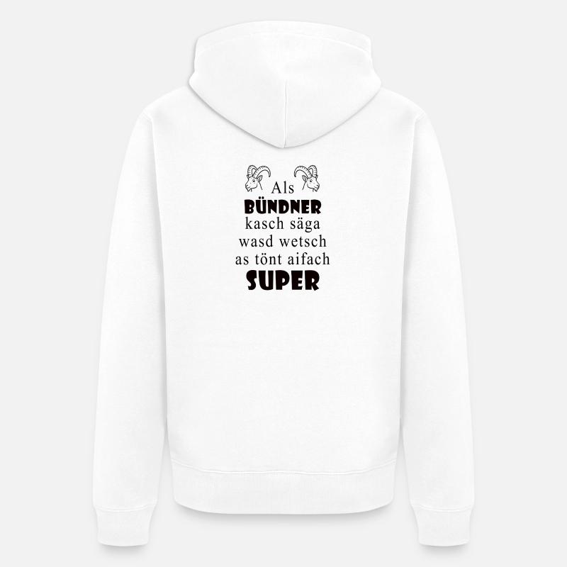 Dialecte des Grisons Super expression - Veste à capuche bio Premium Unisexe - blanc