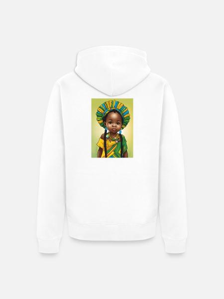 Afrikanisches Mädchen im bunten Frost - Unisex Premium Bio Zip Hoodie - Weiß