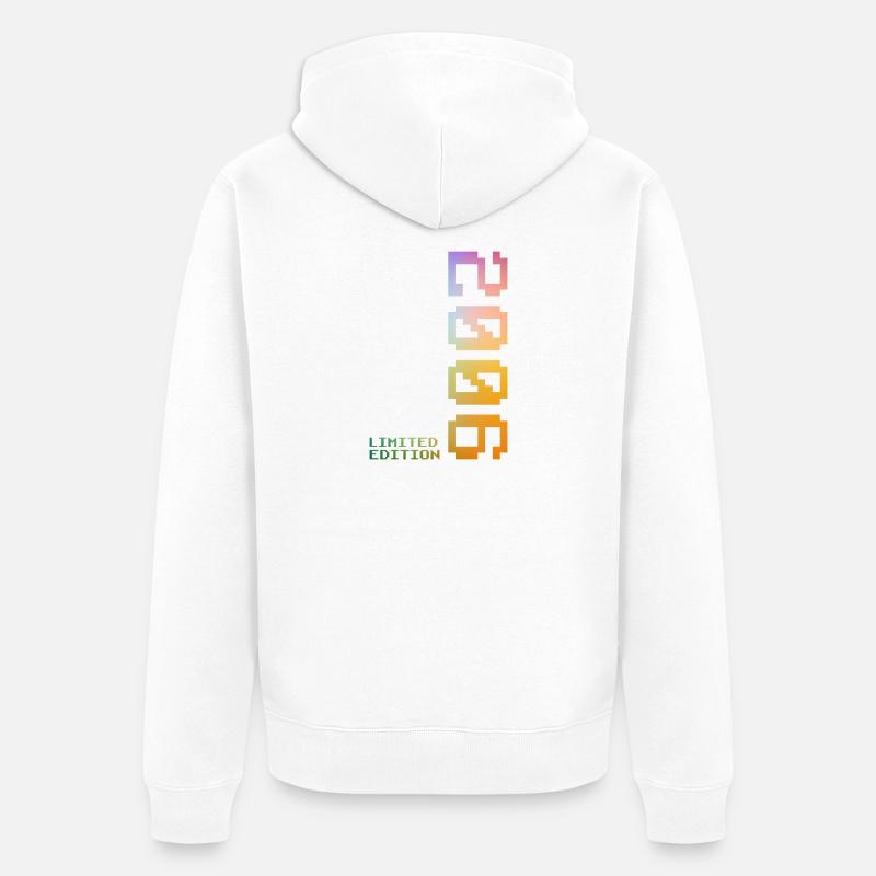 20e anniversaire 2006 Cadeau Pixel - Veste à capuche bio Premium Unisexe - blanc