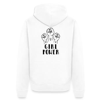 Girl Power - Unisex Premium Bio Zip Hoodie - Weiß - Hinten - Thijin (182cm)