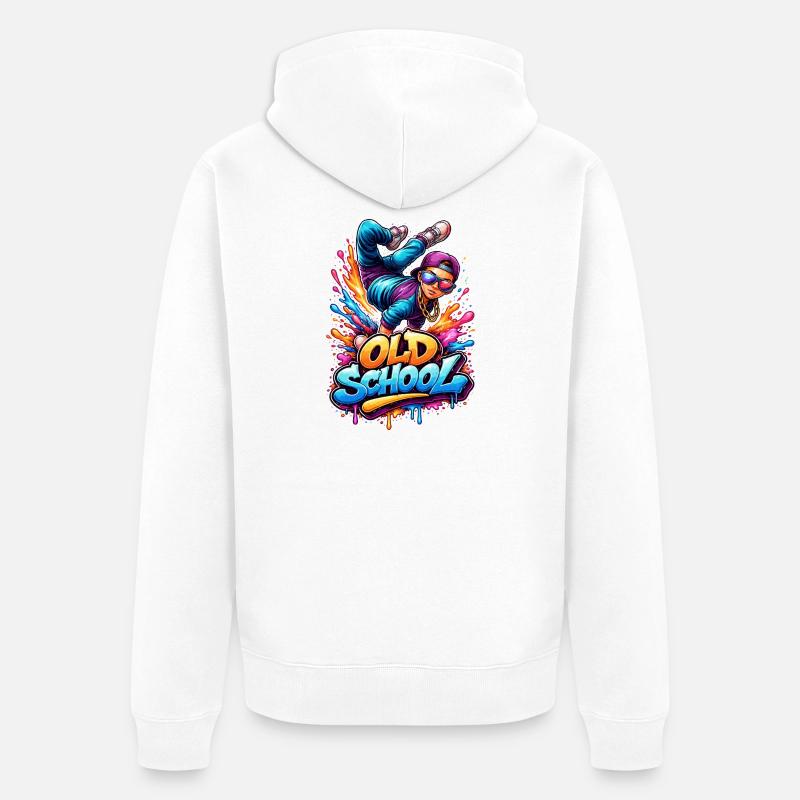 Old School Breakdance Graffiti - Veste à capuche bio Premium Unisexe - blanc