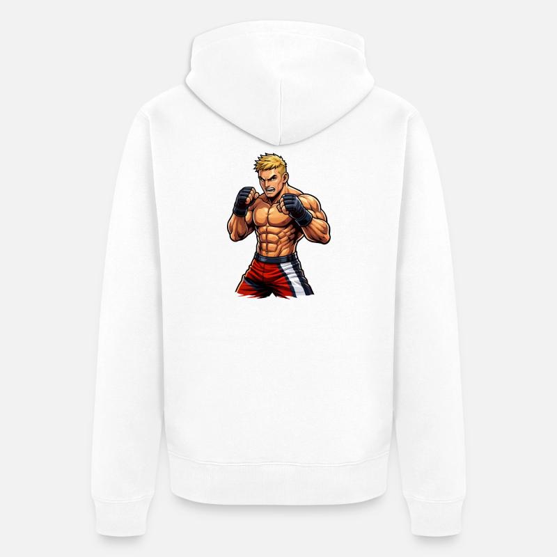Combattant de MMA avec des muscles - Veste à capuche bio Premium Unisexe - blanc