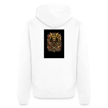 Casque en fleurs de samouraï - Veste à capuche bio Premium Unisexe - blanc - Dos - Thijin (182cm)