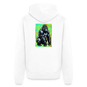 Gorilla - Unisex Premium Bio Zip Hoodie - Weiß - Hinten - Thijin (182cm)