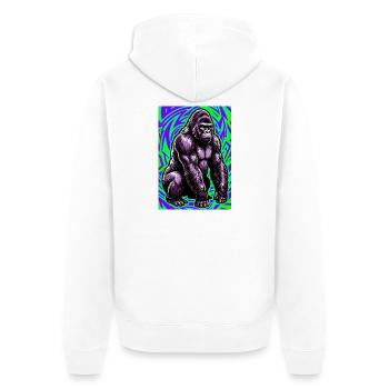 Gorilla - Unisex Premium Bio Zip Hoodie - Weiß - Hinten - Thijin (182cm)