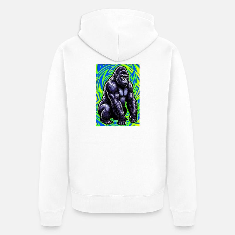 gorille - Veste à capuche bio Premium Unisexe - blanc