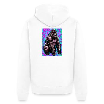 Gorilla - Unisex Premium Bio Zip Hoodie - Weiß - Hinten - Thijin (182cm)