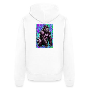 Gorilla - Unisex Premium Bio Zip Hoodie - Weiß - Hinten - Thijin (182cm)