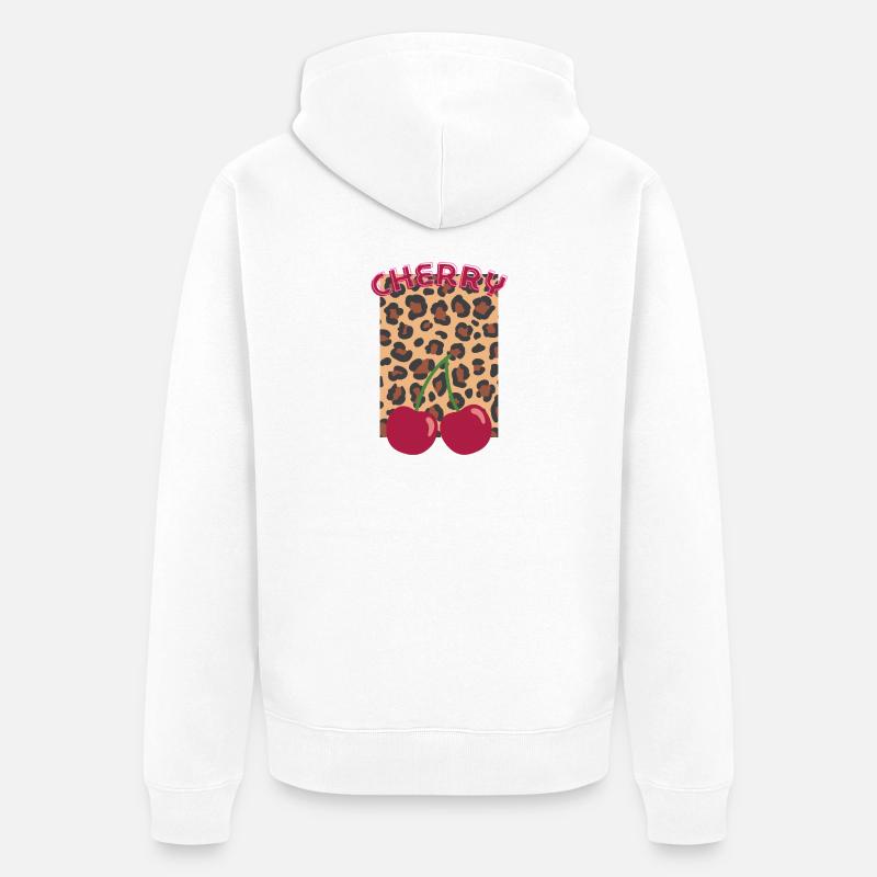 Cerises à l’apparence de léopard - Veste à capuche bio Premium Unisexe - blanc