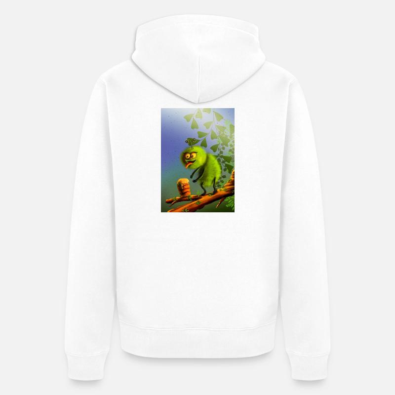 Monstre grimpeur vert drôle - Veste à capuche bio Premium Unisexe - blanc