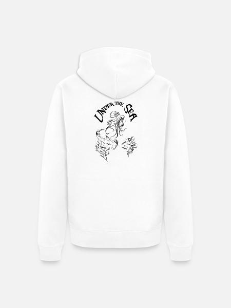 Unter dem Meer Linienkunst - Unisex Premium Bio Zip Hoodie - Weiß