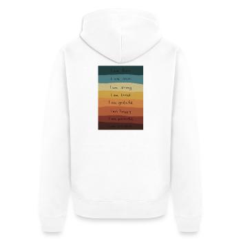 Affirmations arc-en-ciel - Veste à capuche bio Premium Unisexe - blanc - Dos - Thijin (182cm)