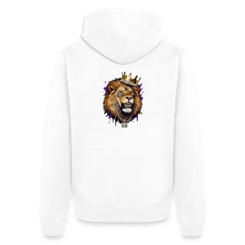 Königliche Löwen-Bling-Krone - Unisex Premium Bio Zip Hoodie - Weiß - Hinten - Thijin (182cm)