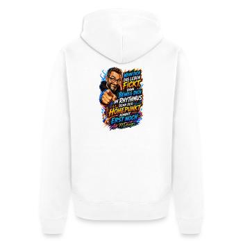 Lebensrhythmus – Höhepunkt kommt - Unisex Premium Bio Zip Hoodie - Weiß - Hinten - Thijin (182cm)