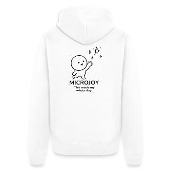 Microjoy – This Made My Whole Day | Happy Mood - Unisex Premium Bio Zip Hoodie - Weiß - Hinten - Thijin (182cm)