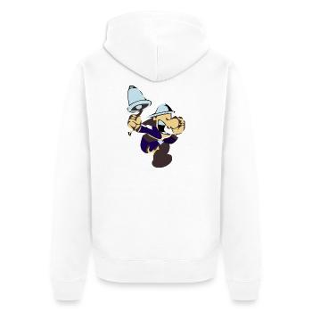 Lustiger Ausrufer Mit Glocke Cartoon - Unisex Premium Bio Zip Hoodie - Weiß - Hinten - Thijin (182cm)