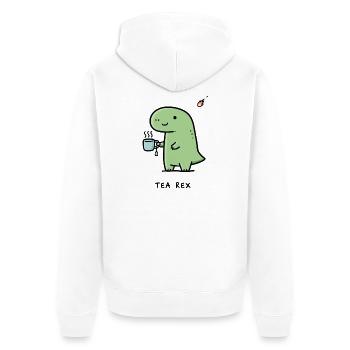 Kleiner Dino mit Kaffee - Unisex Premium Bio Zip Hoodie - Weiß - Hinten - Thijin (182cm)