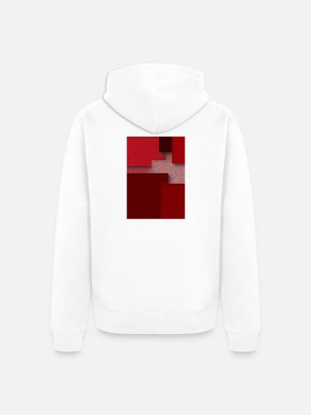 Rote Geometrie in abstrakten Blöcken - Unisex Premium Bio Zip Hoodie - Weiß