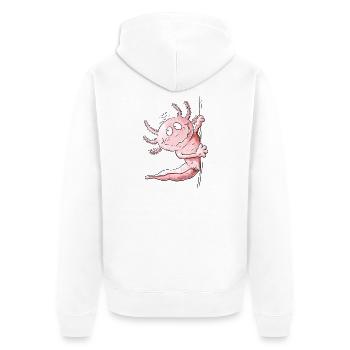 Lustiger Axolotl um die Ecke | Amphibie Geschenk - Unisex Premium Bio Zip Hoodie - Weiß - Hinten - Thijin (182cm)