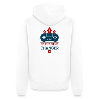 Sei der Game Changer Controller Tee - Unisex Premium Bio Zip Hoodie - Weiß - Hinten - Thijin (182cm)