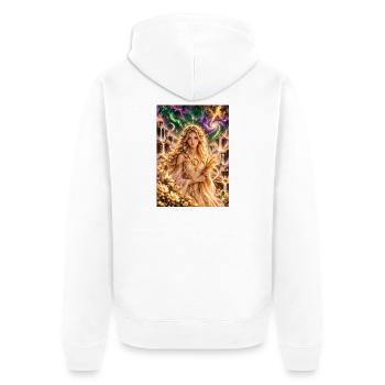 Sternen-Göttin der Virgo-Ernte - Unisex Premium Bio Zip Hoodie - Weiß - Hinten - Thijin (182cm)